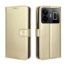 Custodia Portafoglio In Pelle Cover con Supporto BY5 per Realme GT3 5G Oro