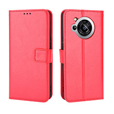 Custodia Portafoglio In Pelle Cover con Supporto BY5 per Sharp Aquos R7 Rosso