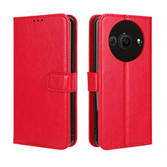 Custodia Portafoglio In Pelle Cover con Supporto BY5 per Sharp Aquos R8 Pro Rosso