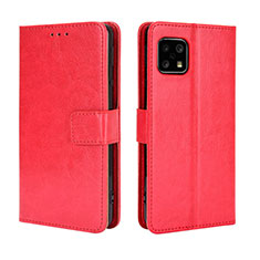 Custodia Portafoglio In Pelle Cover con Supporto BY5 per Sharp Aquos Sense4 Lite Rosso