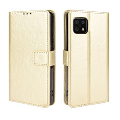 Custodia Portafoglio In Pelle Cover con Supporto BY5 per Sharp Aquos Sense6s Oro