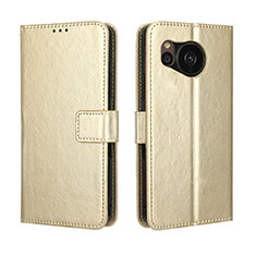 Custodia Portafoglio In Pelle Cover con Supporto BY5 per Sharp Aquos Sense7 Plus Oro