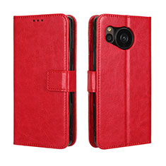 Custodia Portafoglio In Pelle Cover con Supporto BY5 per Sharp Aquos Sense7 Plus Rosso