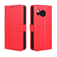 Custodia Portafoglio In Pelle Cover con Supporto BY5 per Sharp Aquos Sense8 Rosso