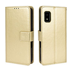 Custodia Portafoglio In Pelle Cover con Supporto BY5 per Sharp Aquos wish Oro