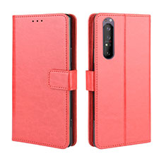 Custodia Portafoglio In Pelle Cover con Supporto BY5 per Sony Xperia 1 II Rosso