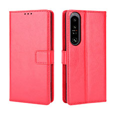 Custodia Portafoglio In Pelle Cover con Supporto BY5 per Sony Xperia 1 IV Rosso