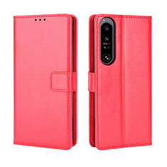 Custodia Portafoglio In Pelle Cover con Supporto BY5 per Sony Xperia 1 IV SO-51C Rosso
