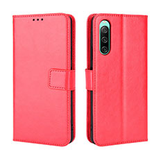 Custodia Portafoglio In Pelle Cover con Supporto BY5 per Sony Xperia 10 IV SO-52C Rosso