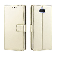 Custodia Portafoglio In Pelle Cover con Supporto BY5 per Sony Xperia 10 Plus Oro