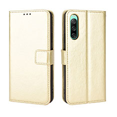 Custodia Portafoglio In Pelle Cover con Supporto BY5 per Sony Xperia 10 V Oro