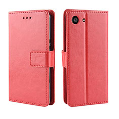 Custodia Portafoglio In Pelle Cover con Supporto BY5 per Sony Xperia Ace Rosso