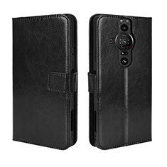 Custodia Portafoglio In Pelle Cover con Supporto BY5 per Sony Xperia PRO-I Nero