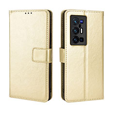 Custodia Portafoglio In Pelle Cover con Supporto BY5 per Vivo X70 Pro+ Plus 5G Oro