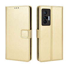 Custodia Portafoglio In Pelle Cover con Supporto BY5 per Vivo X70t Oro