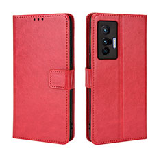 Custodia Portafoglio In Pelle Cover con Supporto BY5 per Vivo X70t Rosso