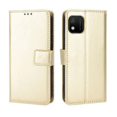 Custodia Portafoglio In Pelle Cover con Supporto BY5 per Wiko Y52 Oro