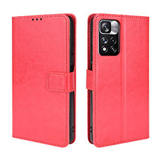 Custodia Portafoglio In Pelle Cover con Supporto BY5 per Xiaomi Mi 11i 5G (2022) Rosso