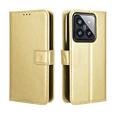 Custodia Portafoglio In Pelle Cover con Supporto BY5 per Xiaomi Mi 14 Pro 5G Oro