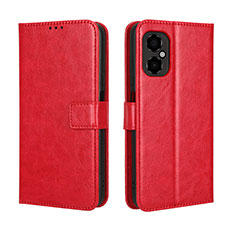 Custodia Portafoglio In Pelle Cover con Supporto BY5 per Xiaomi Poco M4 5G Rosso