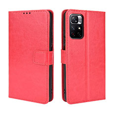 Custodia Portafoglio In Pelle Cover con Supporto BY5 per Xiaomi Poco M4 Pro 5G Rosso