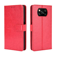 Custodia Portafoglio In Pelle Cover con Supporto BY5 per Xiaomi Poco X3 Rosso