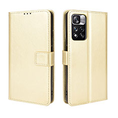 Custodia Portafoglio In Pelle Cover con Supporto BY5 per Xiaomi Poco X4 NFC Oro
