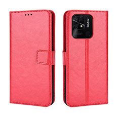 Custodia Portafoglio In Pelle Cover con Supporto BY5 per Xiaomi Redmi 10 India Rosso