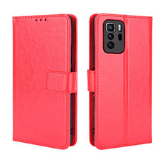 Custodia Portafoglio In Pelle Cover con Supporto BY5 per Xiaomi Redmi Note 10 Pro 5G Rosso