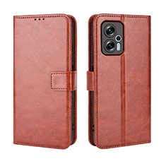 Custodia Portafoglio In Pelle Cover con Supporto BY5 per Xiaomi Redmi Note 11T Pro+ Plus 5G Marrone