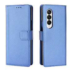 Custodia Portafoglio In Pelle Cover con Supporto BY6 per Samsung Galaxy Z Fold3 5G Blu