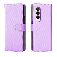 Custodia Portafoglio In Pelle Cover con Supporto BY6 per Samsung Galaxy Z Fold3 5G Viola