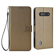 Custodia Portafoglio In Pelle Cover con Supporto BY6 per Xiaomi Black Shark 4S Pro 5G Marrone