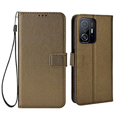 Custodia Portafoglio In Pelle Cover con Supporto BY6 per Xiaomi Mi 11T 5G Marrone