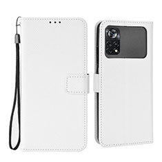 Custodia Portafoglio In Pelle Cover con Supporto BY6 per Xiaomi Poco M4 Pro 4G Bianco