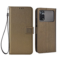 Custodia Portafoglio In Pelle Cover con Supporto BY6 per Xiaomi Poco M4 Pro 4G Marrone