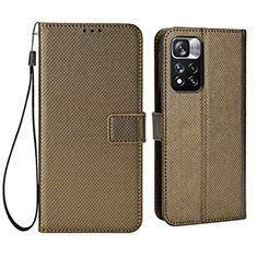 Custodia Portafoglio In Pelle Cover con Supporto BY6 per Xiaomi Poco X4 NFC Marrone