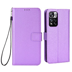 Custodia Portafoglio In Pelle Cover con Supporto BY6 per Xiaomi Poco X4 NFC Viola