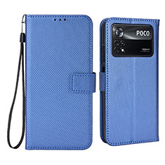 Custodia Portafoglio In Pelle Cover con Supporto BY6 per Xiaomi Poco X4 Pro 5G Blu