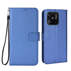 Custodia Portafoglio In Pelle Cover con Supporto BY6 per Xiaomi Redmi 10 India Blu