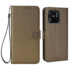 Custodia Portafoglio In Pelle Cover con Supporto BY6 per Xiaomi Redmi 10C 4G Marrone