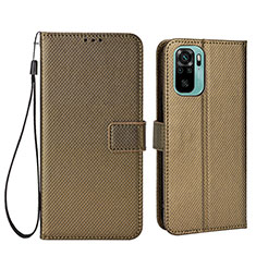 Custodia Portafoglio In Pelle Cover con Supporto BY6 per Xiaomi Redmi Note 10 4G Marrone