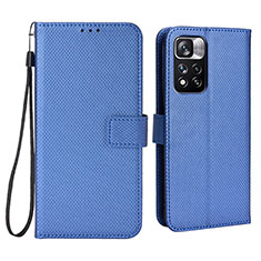 Custodia Portafoglio In Pelle Cover con Supporto BY6 per Xiaomi Redmi Note 11 Pro+ Plus 5G Blu
