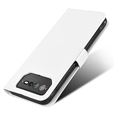 Custodia Portafoglio In Pelle Cover con Supporto BY7 per Asus ROG Phone 6 Bianco