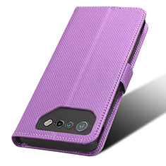 Custodia Portafoglio In Pelle Cover con Supporto BY7 per Asus ROG Phone 7 Pro Viola