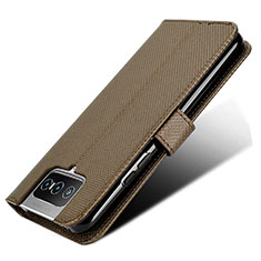 Custodia Portafoglio In Pelle Cover con Supporto BY7 per Asus ZenFone 8 Flip ZS672KS Marrone