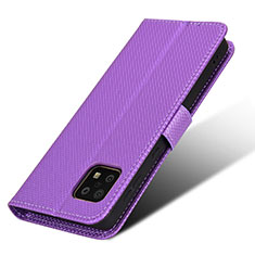 Custodia Portafoglio In Pelle Cover con Supporto BY7 per Sharp Aquos Sense6 Viola