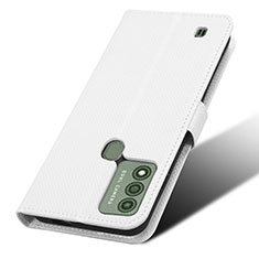 Custodia Portafoglio In Pelle Cover con Supporto BY7 per Wiko Voix Bianco