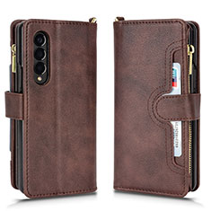 Custodia Portafoglio In Pelle Cover con Supporto BY8 per Samsung Galaxy Z Fold3 5G Marrone