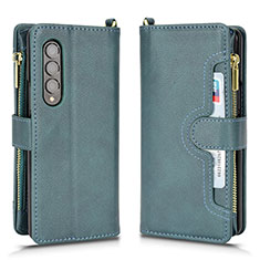 Custodia Portafoglio In Pelle Cover con Supporto BY8 per Samsung Galaxy Z Fold3 5G Verde